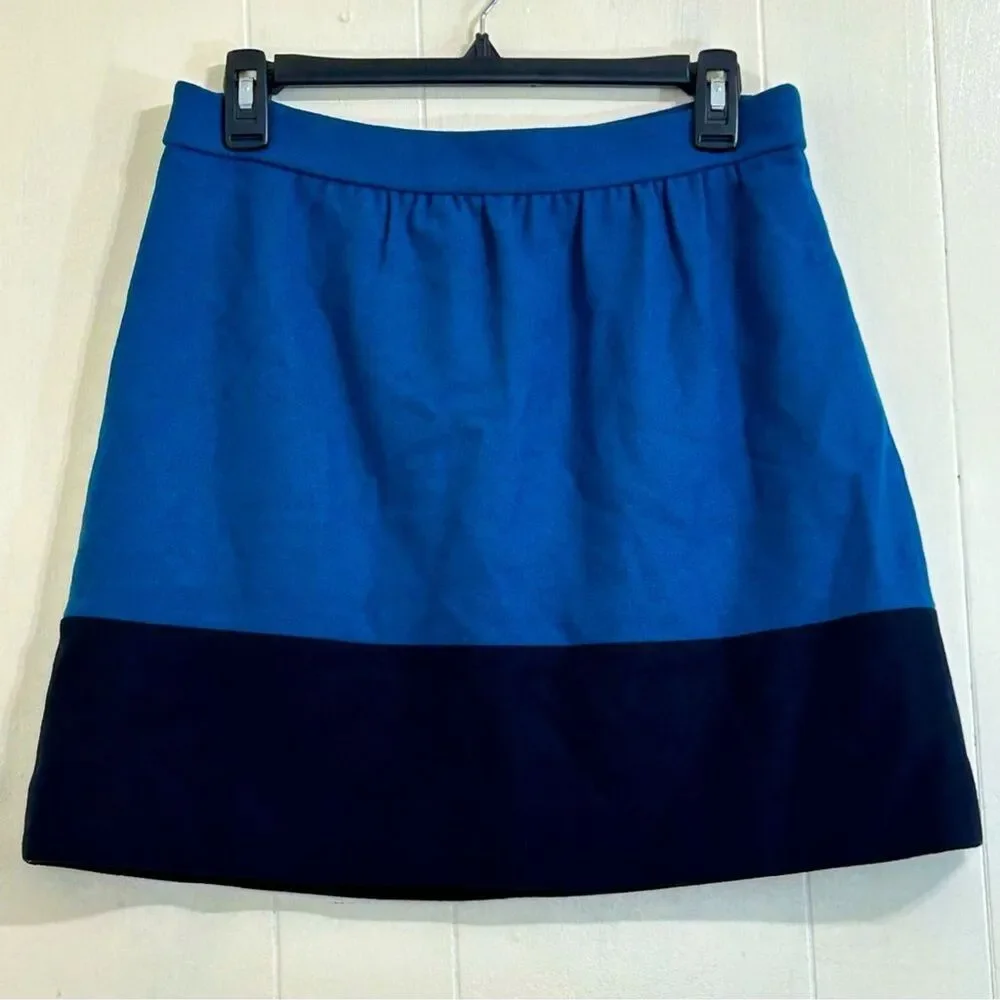 J.CREW Wool Mini Skirt Size 6 Formal Office Aqua Blue Black Wool Mini Skirt